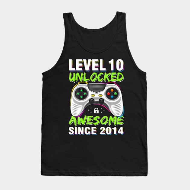 Level 10 Unlocked Awesome Since 2014 10th Birthday Gaming Tank Top by Daysy1